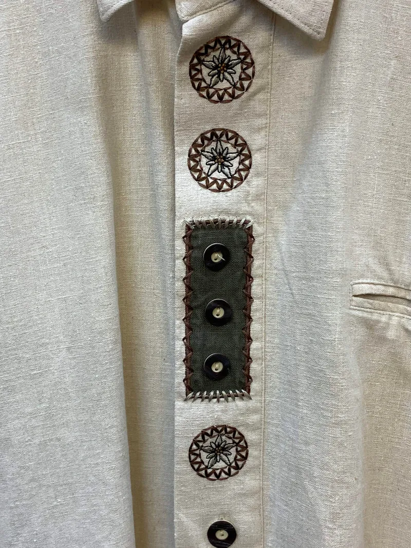 Vintage Trachtenhemd Herren – Naturweiß – Gr. 39