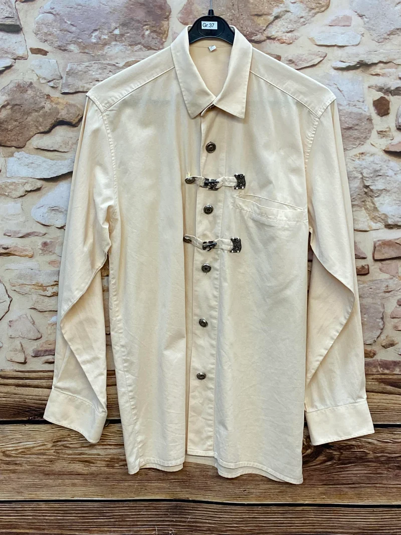 Vintage Trachtenhemd Herren – Cremeweiß – Gr. 37/38