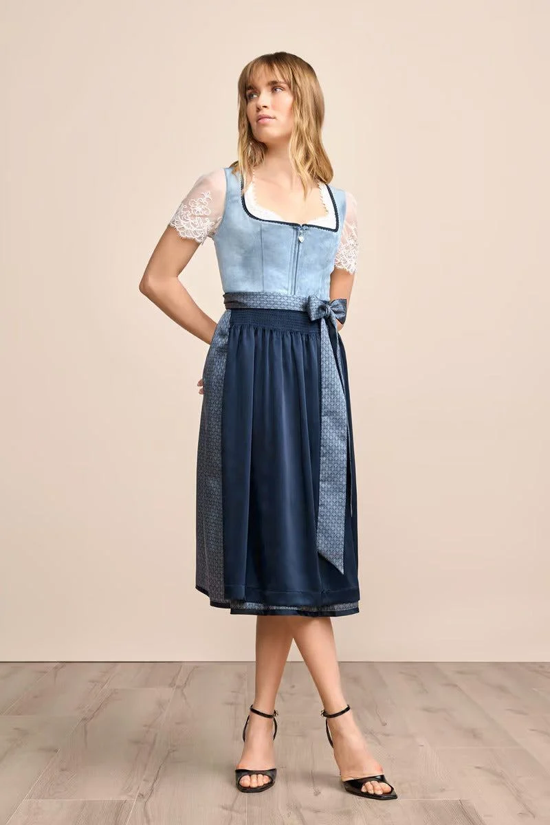 Kruger Dena Long Dirndl, Blue — 70cm 2pc Set
