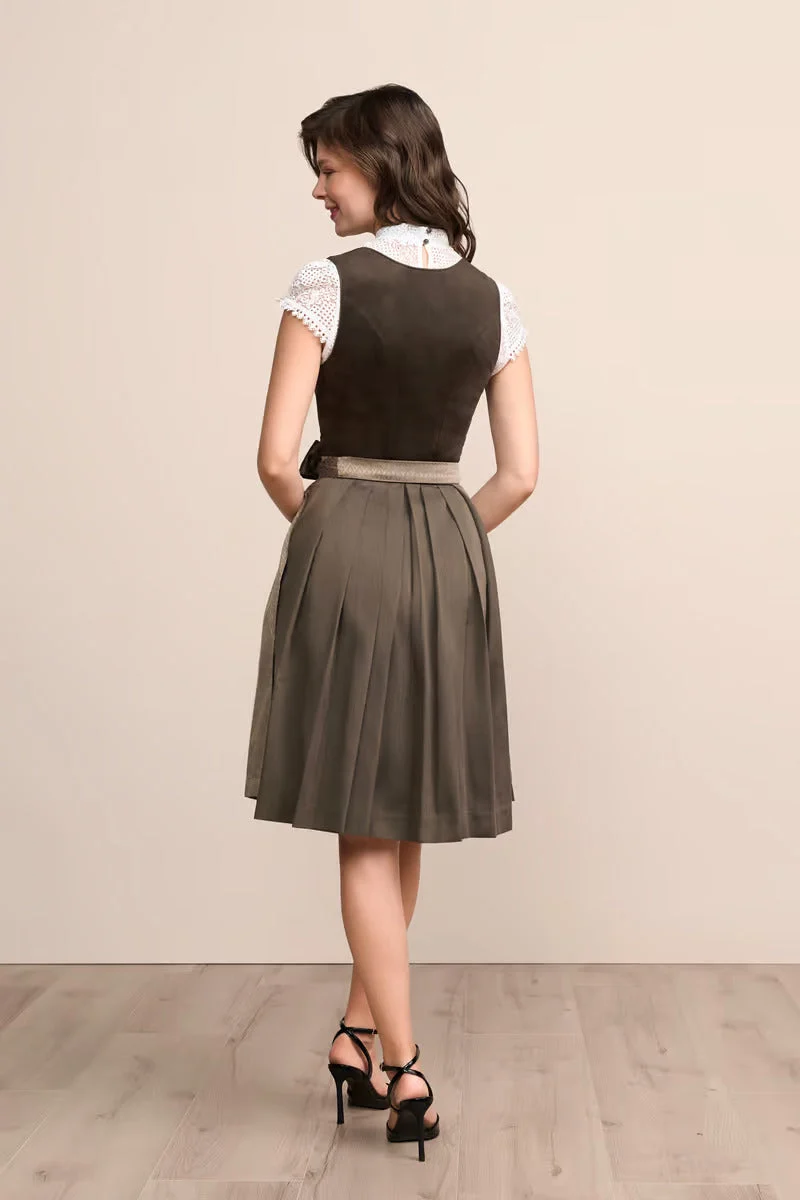 Kruger Midi Dirndl 2pcs. 60cm "Cari" brown (size 42,44)