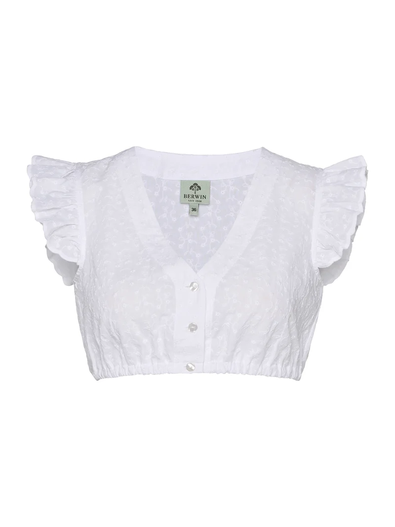 Bestickte Dirndlbluse mit V-Ausschnitt