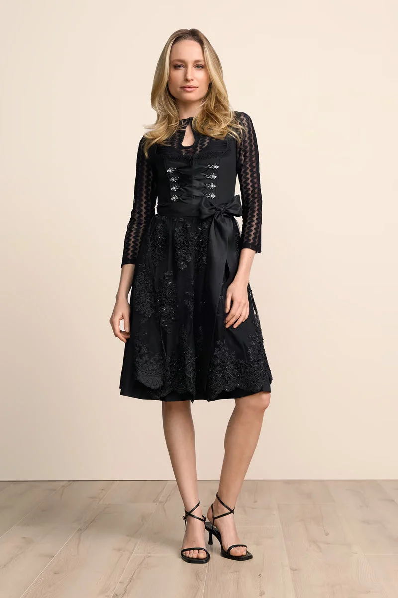 Kruger Midi Dirndl 2pc 60cm "Ziska" black (size 36,38,40)