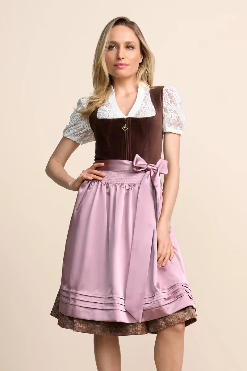 Kruger Midi Dirndl 2pcs. 60cm "Cerys" brown (34,36)