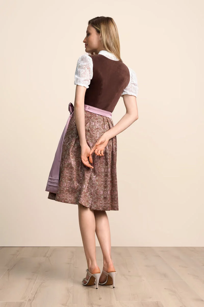 Kruger Midi Dirndl 2pcs. 60cm "Cerys" brown (34,36)