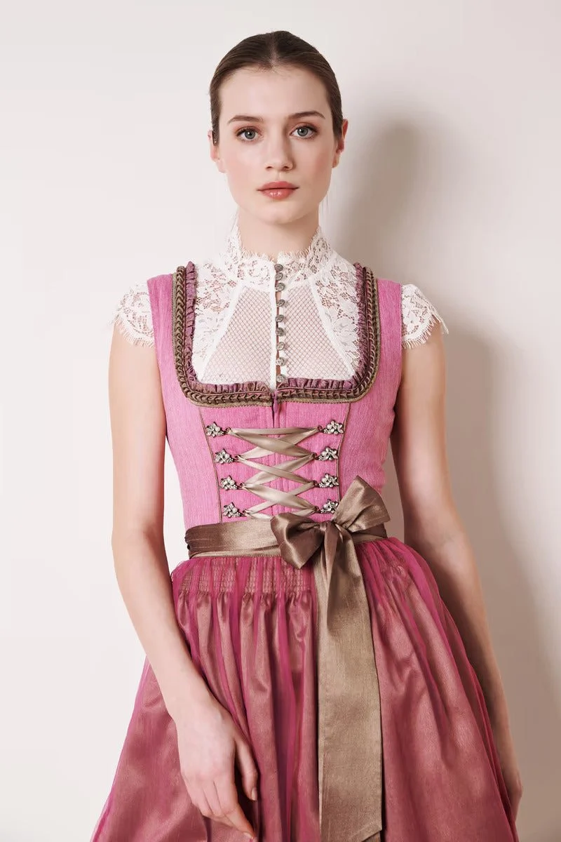 Kruger Midi Dirndl 2pcs. 70cm "Fushsia" red (size 36)