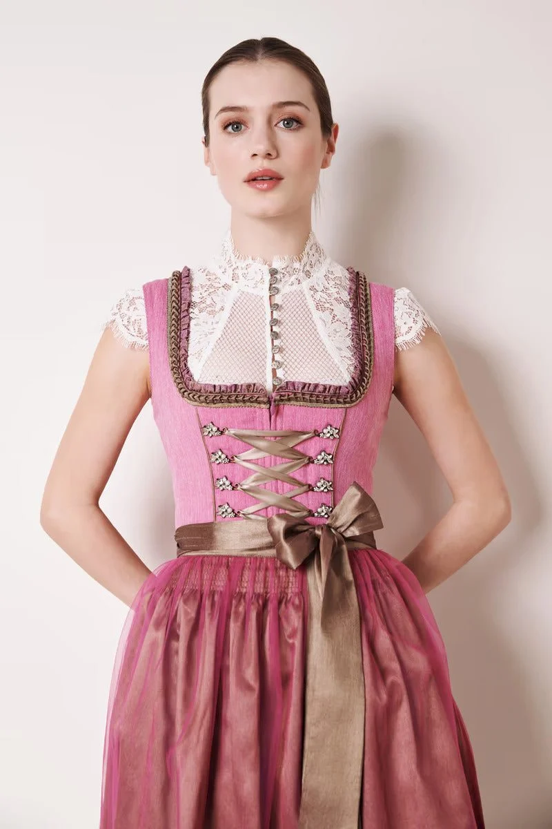 Kruger Midi Dirndl 2pcs. 70cm "Fushsia" red (size 36)