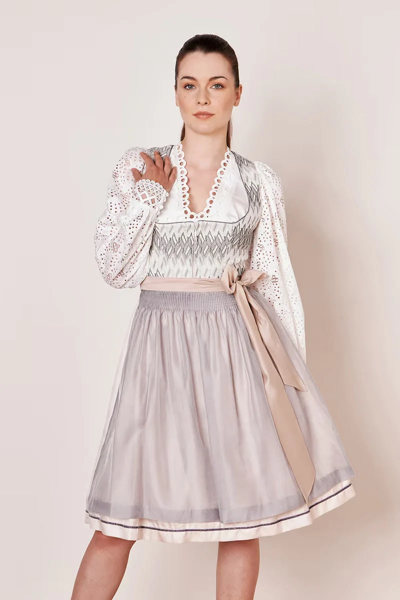 Kruger Midi Dirndl 2pcs. 60cm "Nellie" grey (38) *low stock