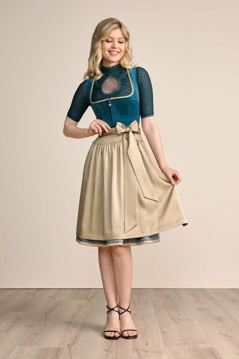 Kruger Dena Midi Dirndl, Turquoise — 60cm 2pc Set