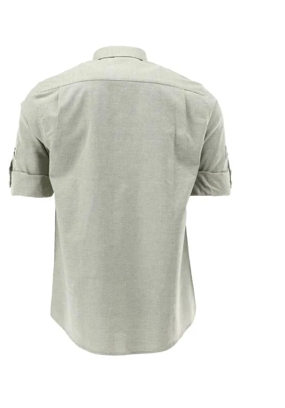 OS Trachten Men's Shirt "Buck" — Shark Collar, Sage