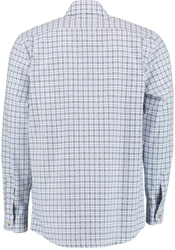 OS Trachten Men's Check Shirt "Jesse" Shark Collar, Blue