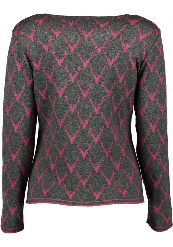 OS Trachten Women's Cardigan — Antler Knit - anthracite
