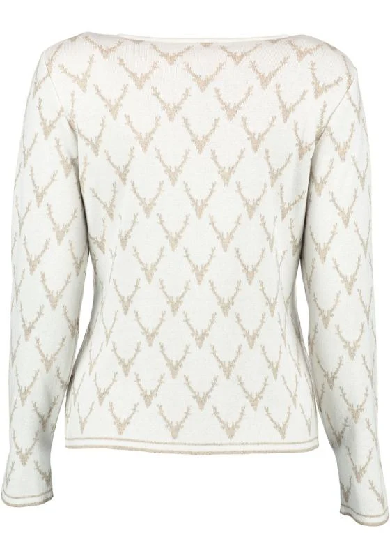 OS Trachten Women's Cardigan — Antler Knit - ecru