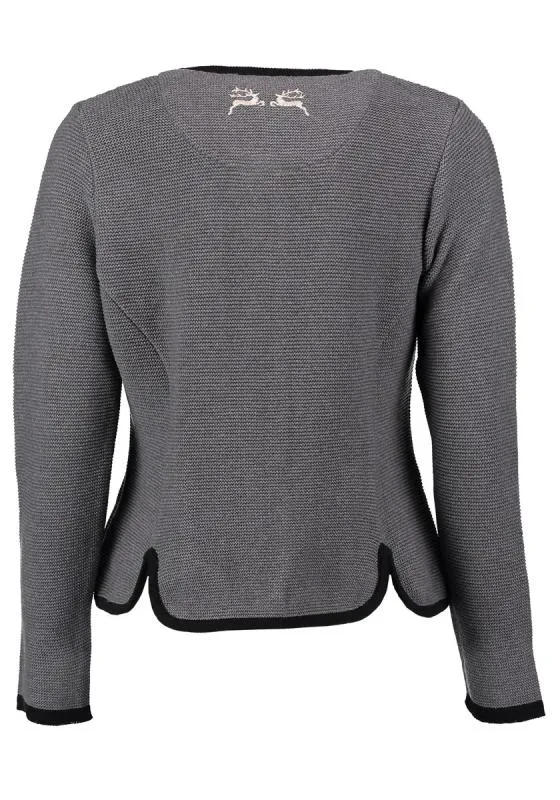 OS Trachten Women's Cardigan — Traditional Deer Embroidery- anthracite