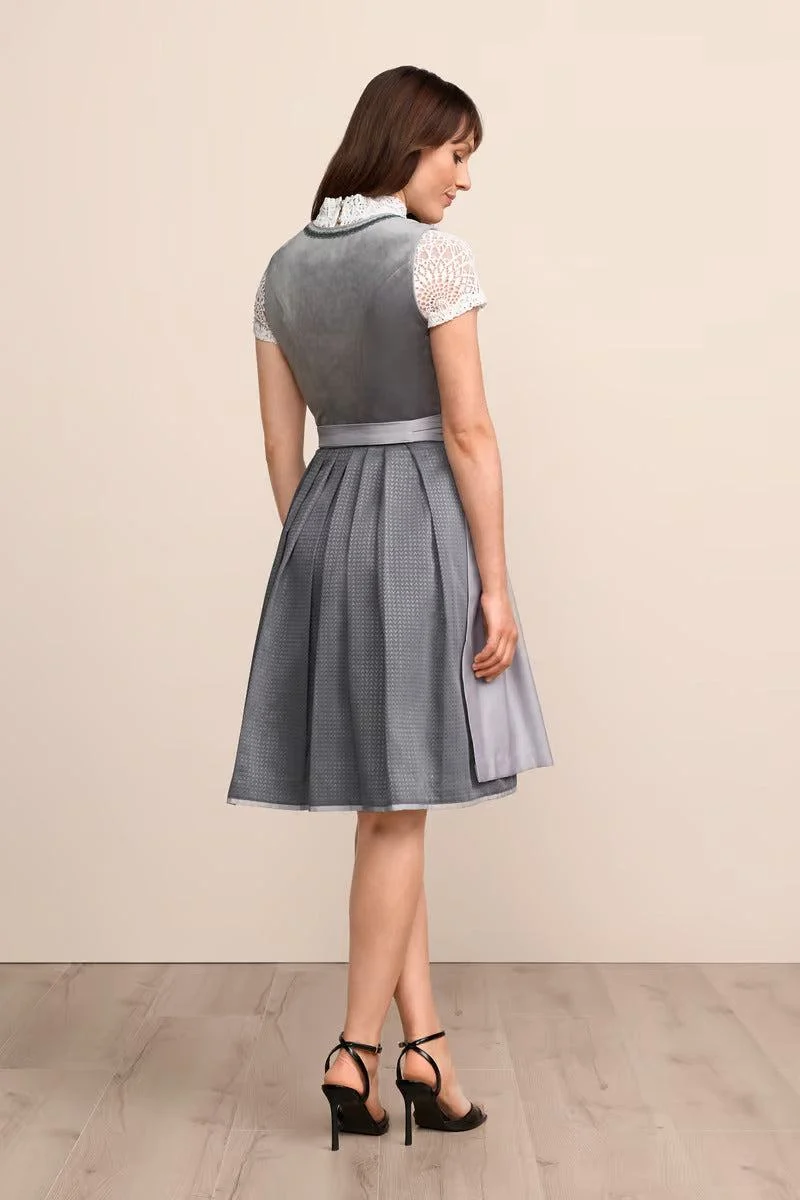 Kruger Midi Dirndl 2pcs. 60cm "Milda" gray (size 34)