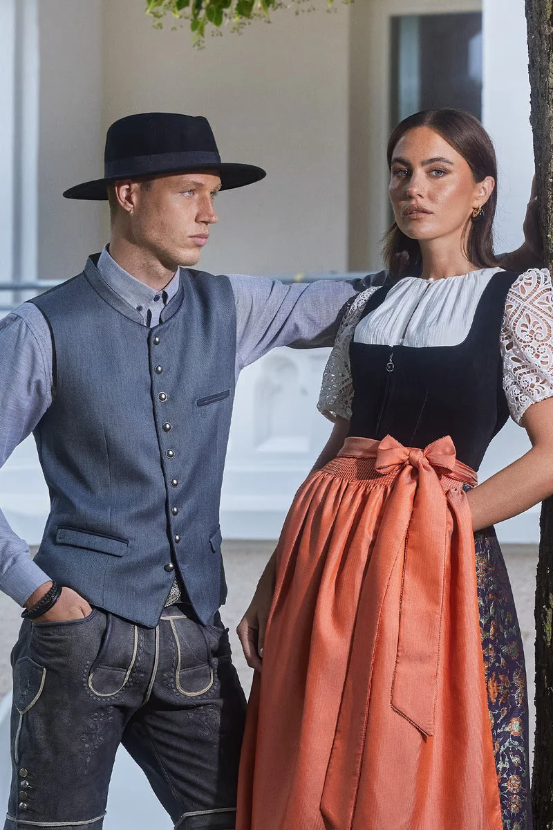 Kruger Long Dirndl 2pcs. 80cm "Jacinta" black