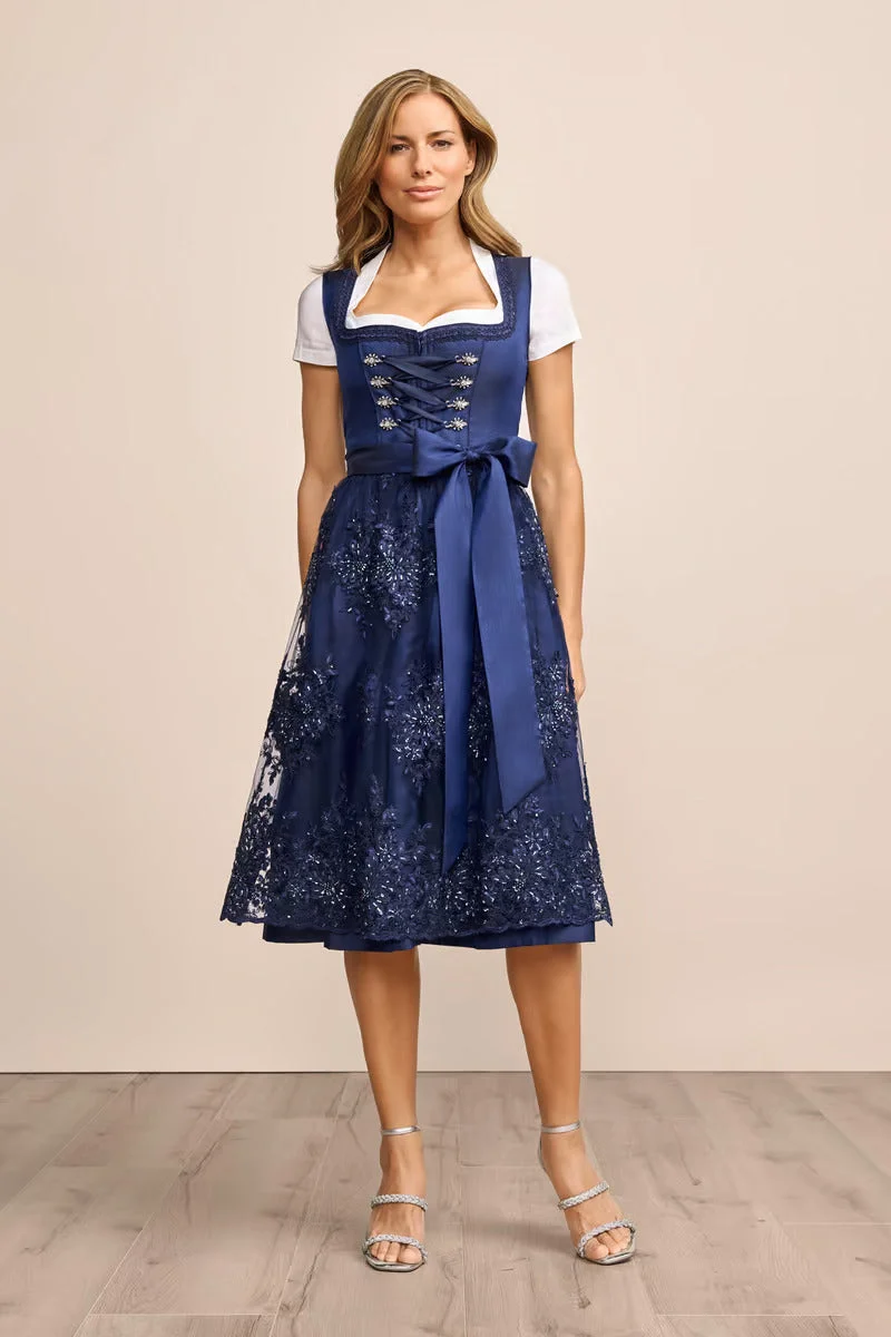 Kruger Long Dirndl 2pcs. 70cm "Ziska" blue