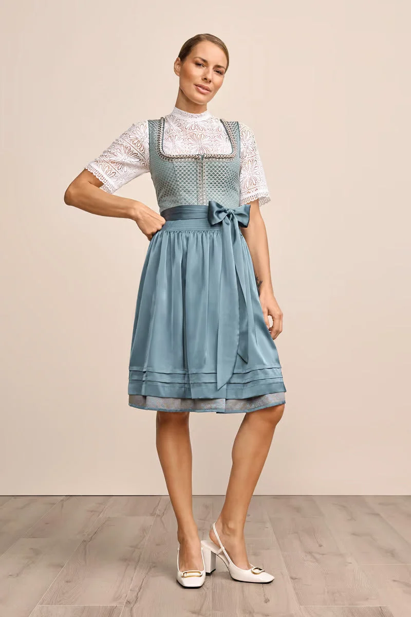 Kruger Midi Dirndl 2pcs. 60cm "Orly" turquoise (size 36,46)