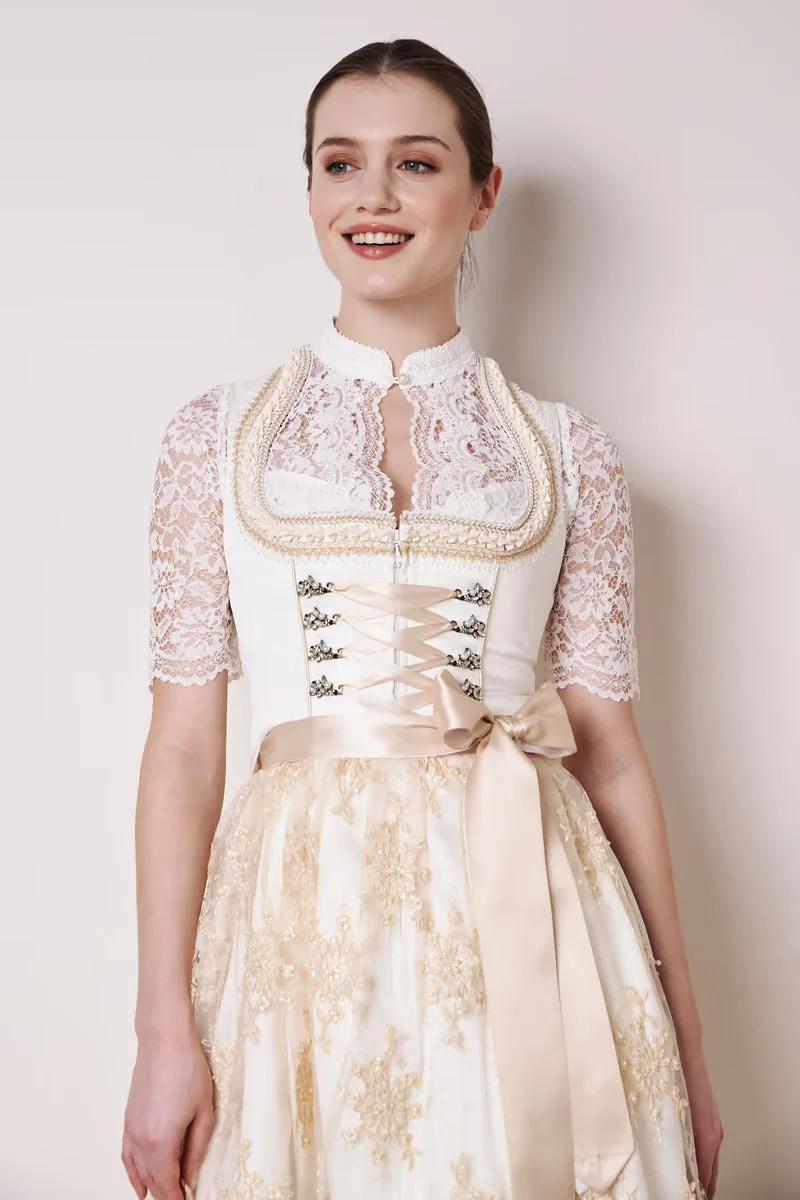 Kruger Long Dirndl 2pcs. 70cm "Benedita" ecru