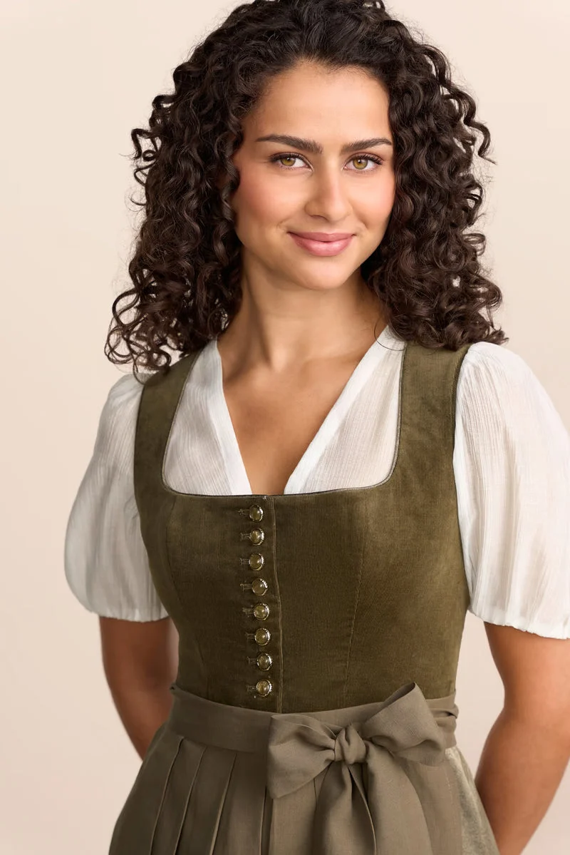 Krüger Solene Midi Dirndl, Olive — 60cm 2pc Set