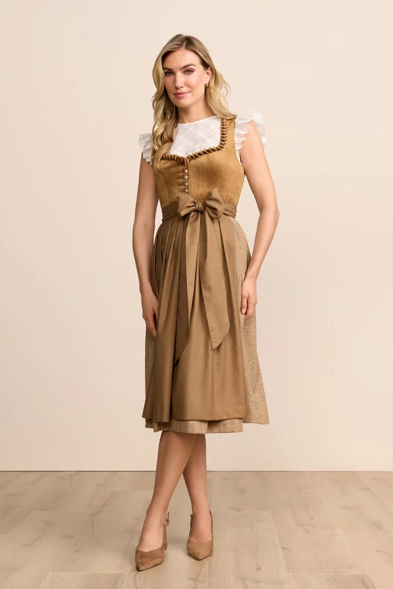 Krüger Tsiala Long Dirndl, Brown — 70cm 2pc Set