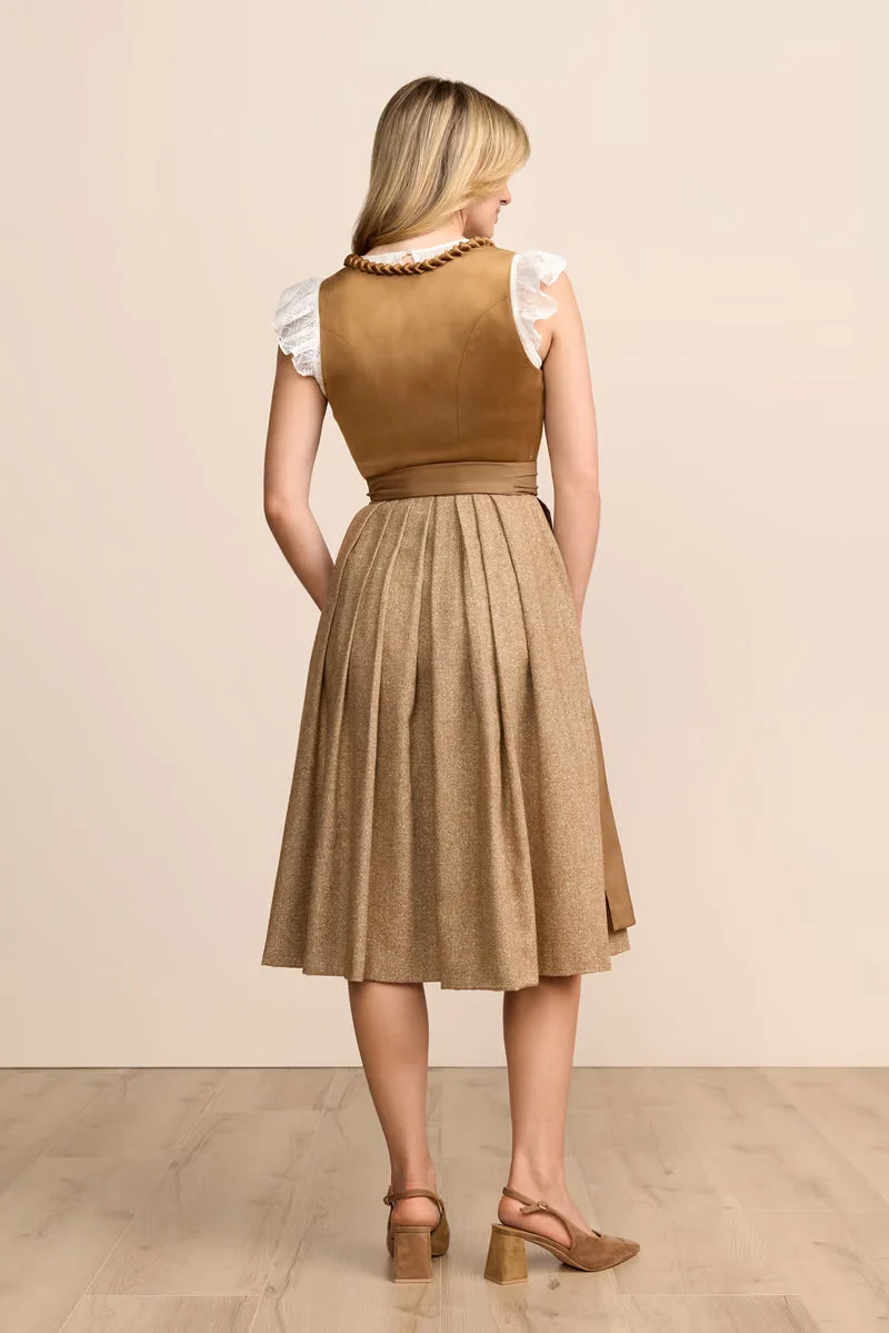 Krüger Tsiala Long Dirndl, Brown — 70cm 2pc Set