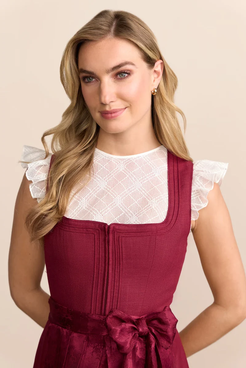Krüger Roselin Long Dirndl, Red — 70cm 2pc Set