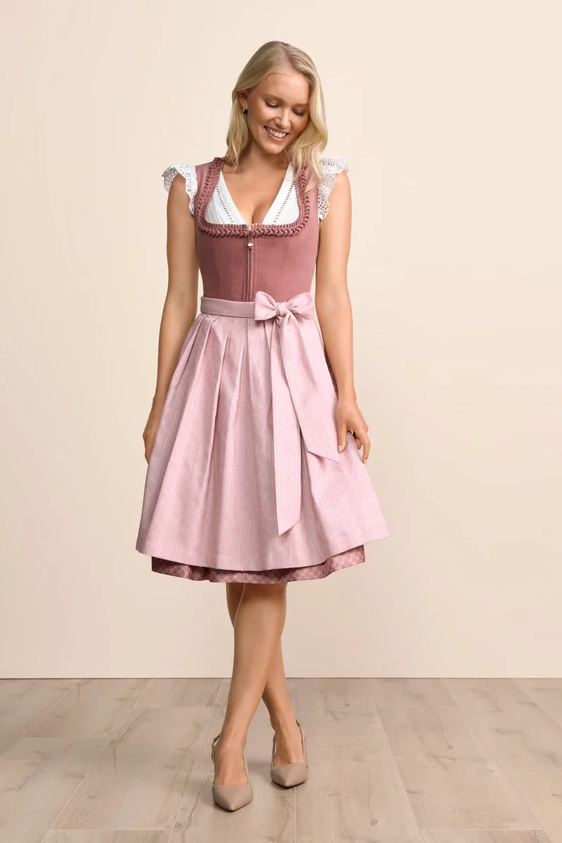 Kruger Midi Dirndl 2pcs. 60cm "Chleophea" pink