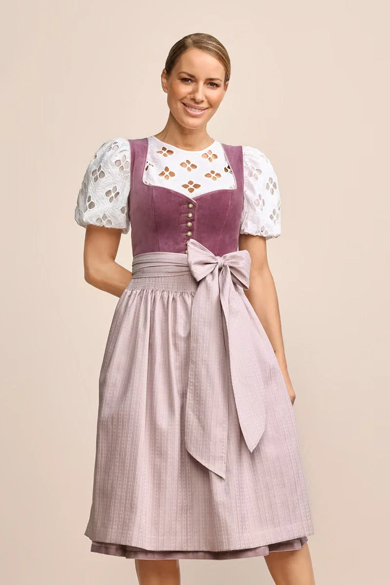 Long Dirndl 2pcs. 70cm "Dinah" purple (Sizes 40,42)