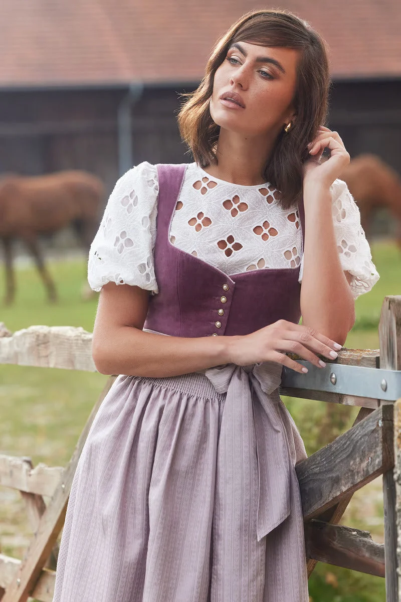 Long Dirndl 2pcs. 70cm "Dinah" purple (Sizes 40,42)