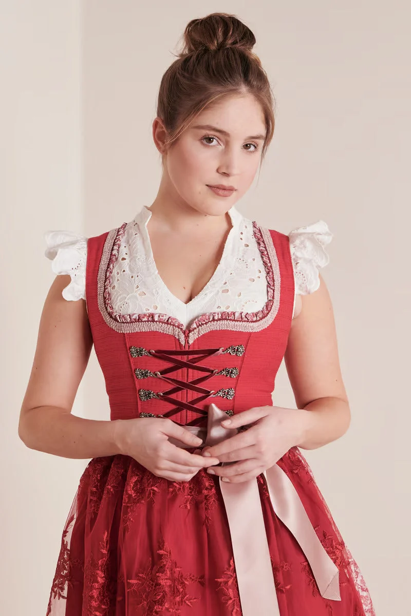 Midi Dirndl 2pcs. 50cm "Nakita" red 36