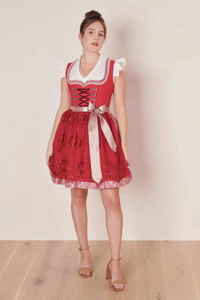 Midi Dirndl 2pcs. 50cm "Nakita" red 36