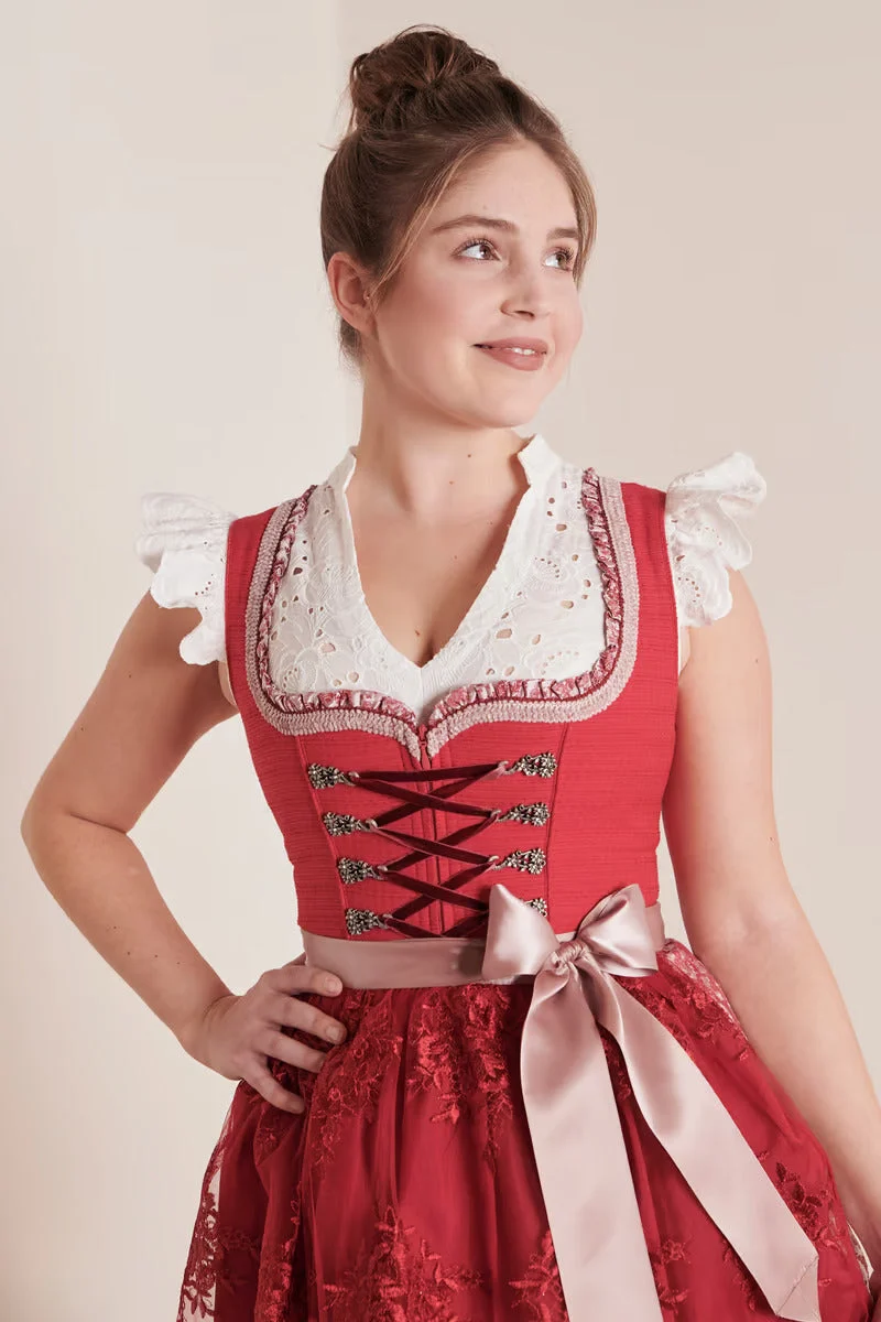 Midi Dirndl 2pcs. 50cm "Nakita" red 36