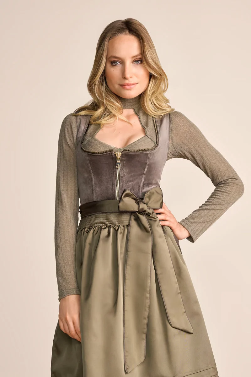 Kruger Long Dirndl 2pcs. 70cm "Ester" olive
