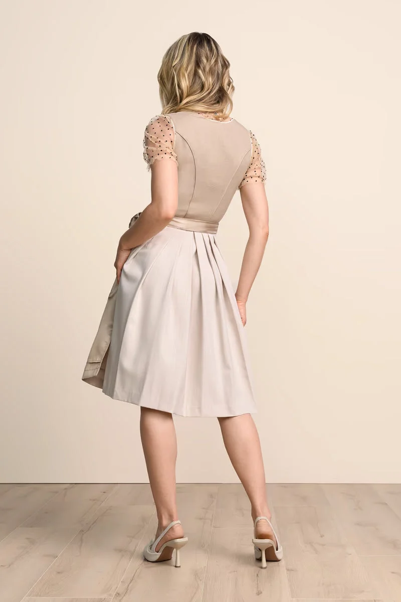 Kruger Midi Dirndl 2pcs. 60cm "Elysara" beige