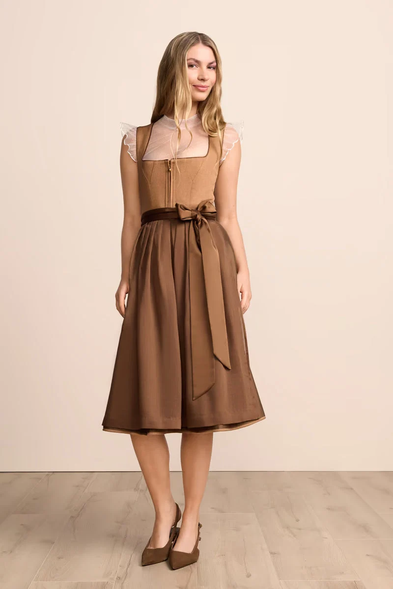 Kruger Juvina Long Dirndl, Brown — 70cm 2pc Set