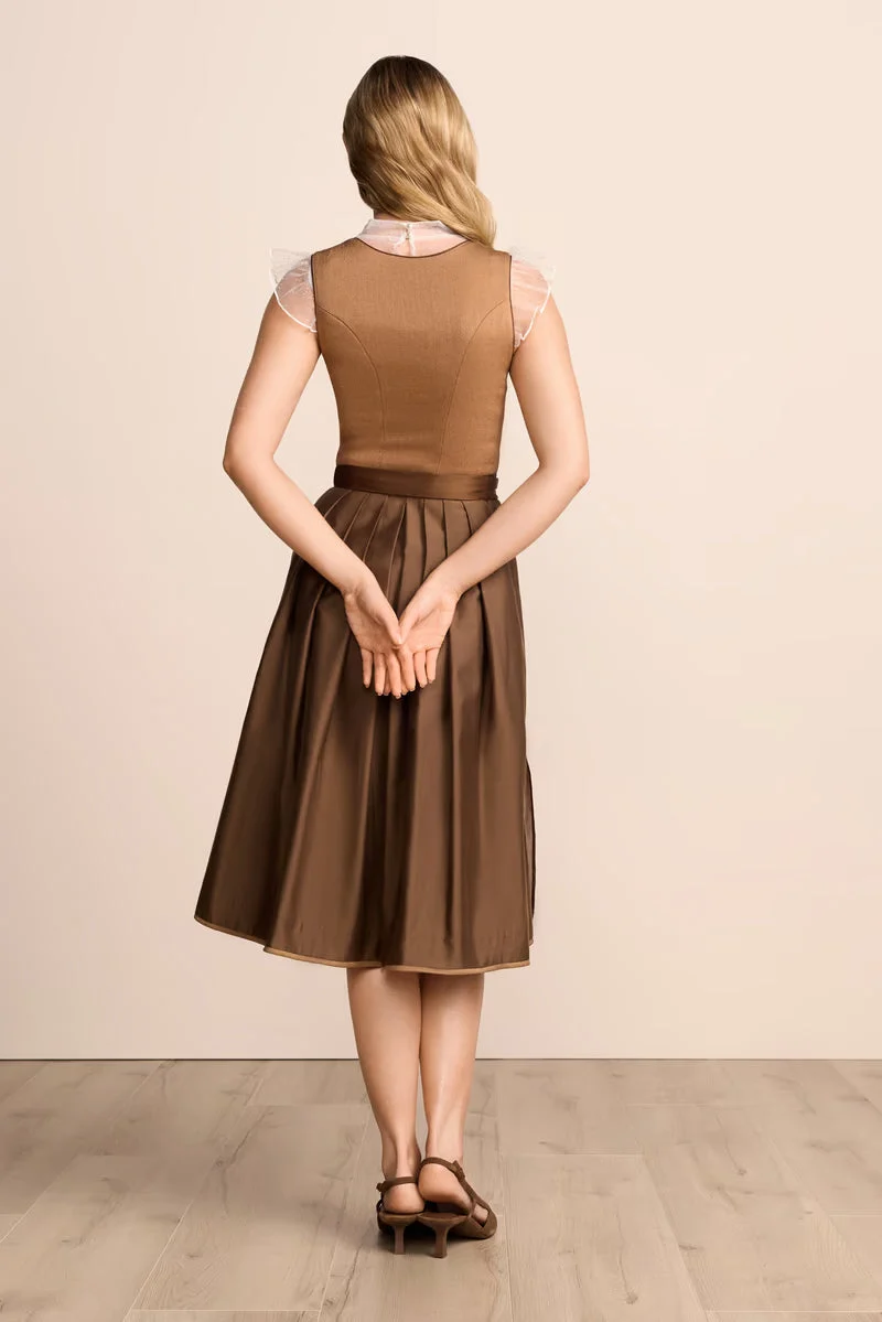 Kruger Juvina Long Dirndl, Brown — 70cm 2pc Set