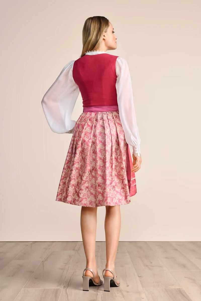 Kruger Midi Dirndl 2pcs. 60cm "Flaminia" red (sizes 40)