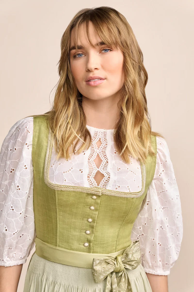 Kruger Midi Dirndl 2pcs. 60cm "Lemonie" green (size 34)
