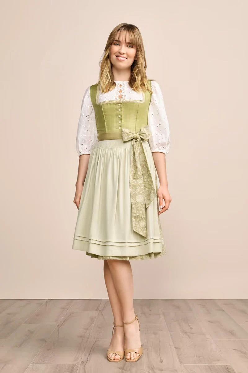 Kruger Midi Dirndl 2pcs. 60cm "Lemonie" green (size 34)
