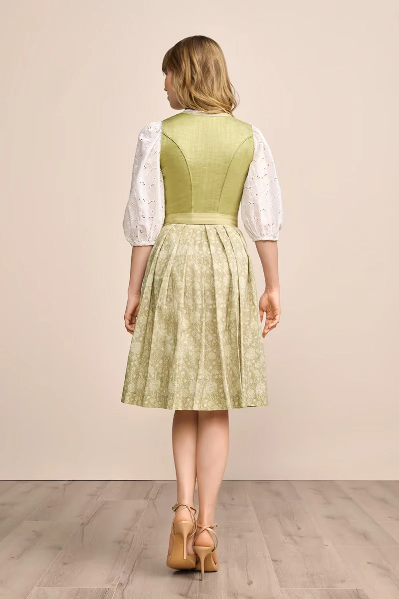 Kruger Midi Dirndl 2pcs. 60cm "Lemonie" green (size 34)