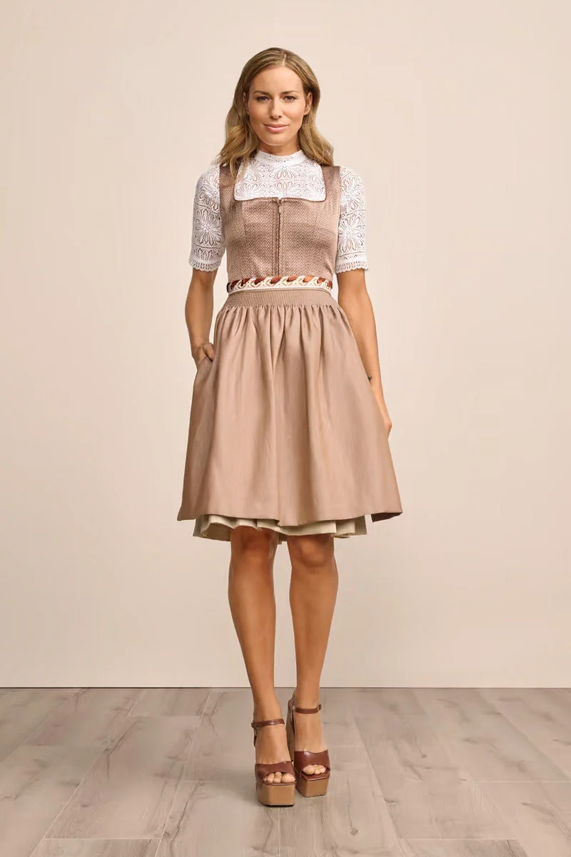 Kruger Midi Dirndl 2pcs. 60cm "Irabelle" brown (size 38)