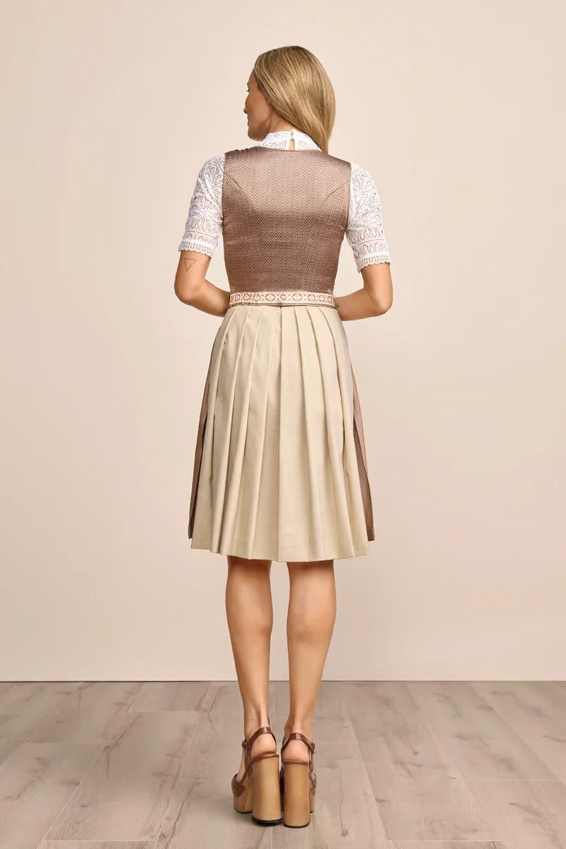 Kruger Midi Dirndl 2pcs. 60cm "Irabelle" brown (size 38)