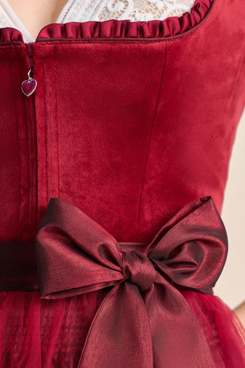 Kruger Midi Dirndl 2pcs. 60cm "Joelina" red (40,46)