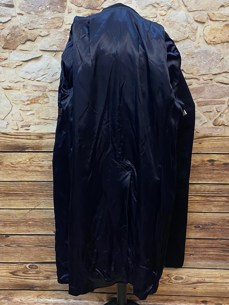 Vintage Herrenmantel Cashmere dunkelblau Gr. 56 lang elegant