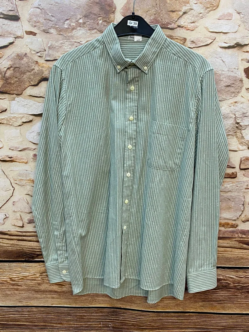 Vintage Hemd Herren grün gestreift Gr. 39 klassisch