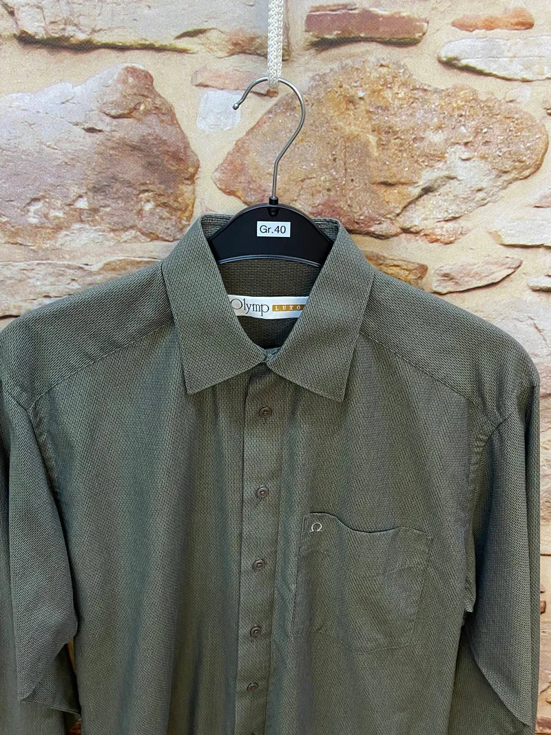 Vintage Hemd Herren grün Gr. 40 Olymp Luxor