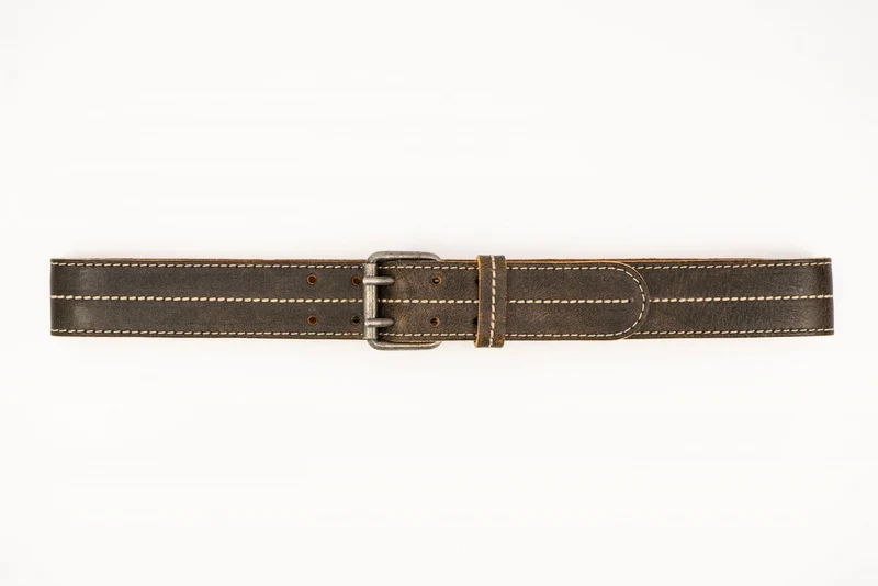Brown Trachten Belt with Double Prong Buckle