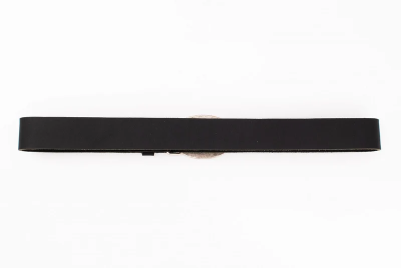 Black Trachten Belt with Deer Buckle and Fur Inlay