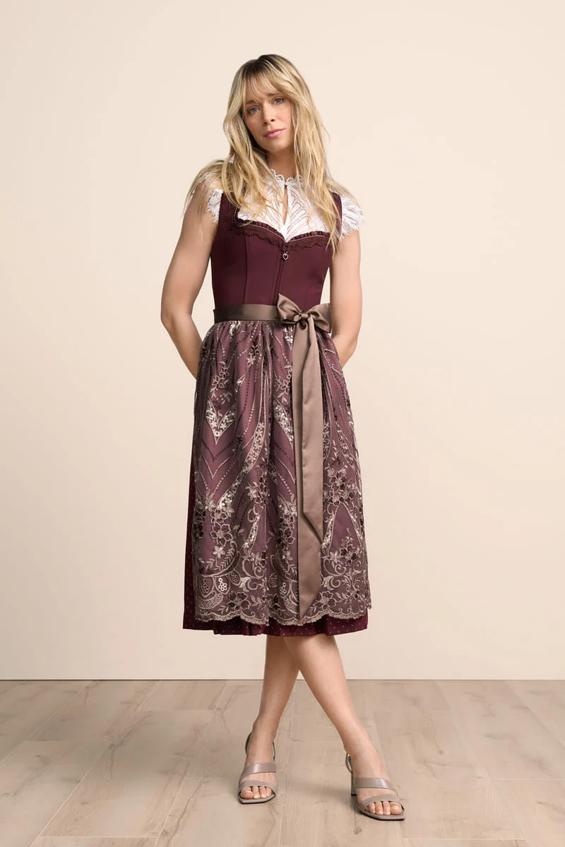 Kruger Long Dirndl 2pcs. 70cm "Taraneh" red