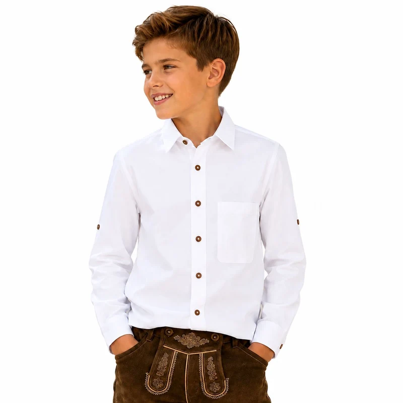 Isar-Trachten Kinder Trachtenhemd "Klassik" 48201 | Weiß